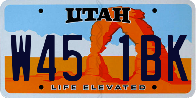UT license plate W451BK