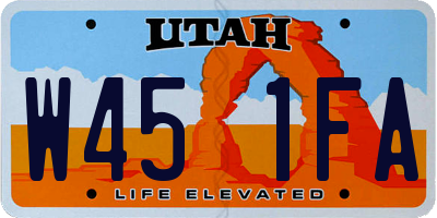 UT license plate W451FA