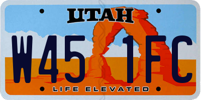 UT license plate W451FC