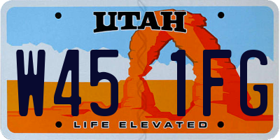 UT license plate W451FG