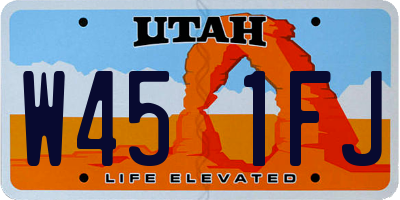 UT license plate W451FJ