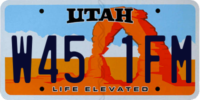 UT license plate W451FM