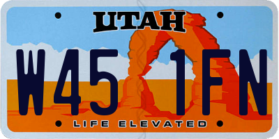 UT license plate W451FN