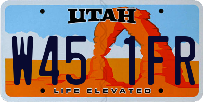 UT license plate W451FR