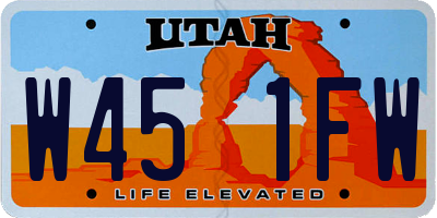 UT license plate W451FW