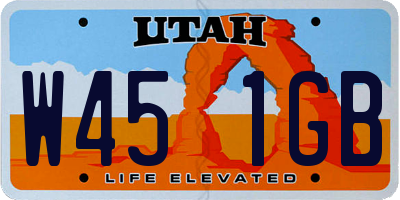 UT license plate W451GB