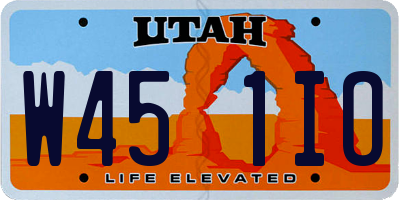 UT license plate W451IO
