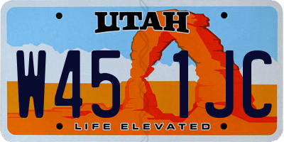 UT license plate W451JC