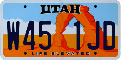 UT license plate W451JD