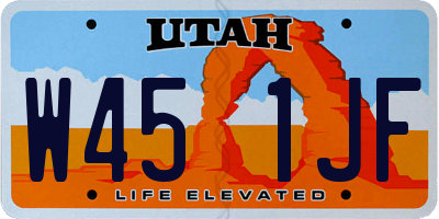 UT license plate W451JF
