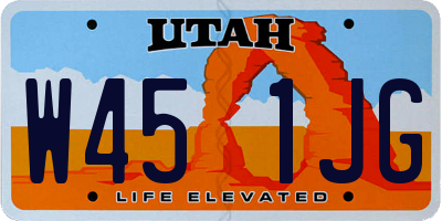 UT license plate W451JG