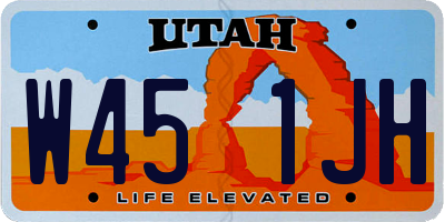 UT license plate W451JH
