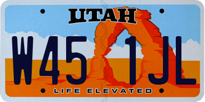 UT license plate W451JL