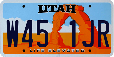 UT license plate W451JR
