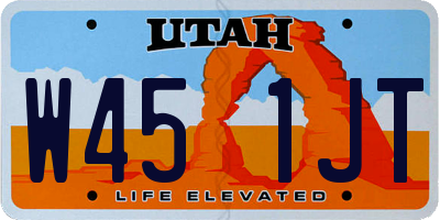 UT license plate W451JT