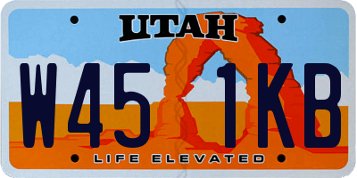 UT license plate W451KB