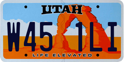 UT license plate W451LI