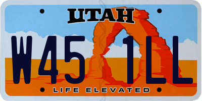 UT license plate W451LL
