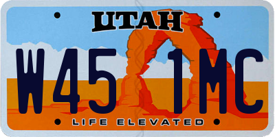 UT license plate W451MC