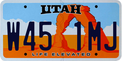 UT license plate W451MJ