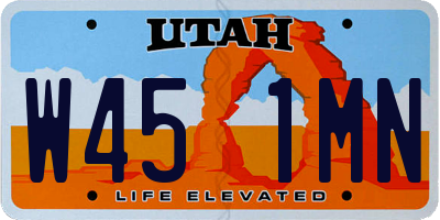 UT license plate W451MN
