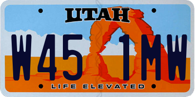 UT license plate W451MW