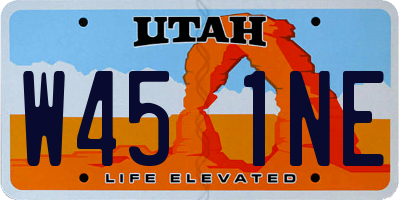 UT license plate W451NE
