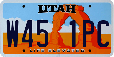 UT license plate W451PC
