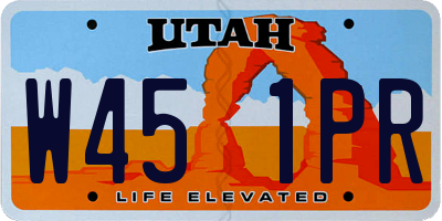 UT license plate W451PR
