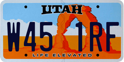 UT license plate W451RF