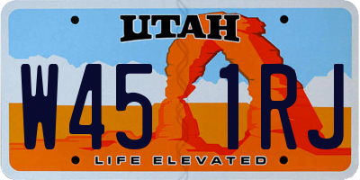UT license plate W451RJ