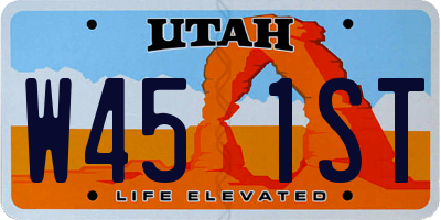 UT license plate W451ST