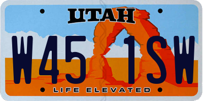 UT license plate W451SW
