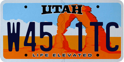 UT license plate W451TC