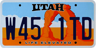 UT license plate W451TD
