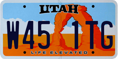 UT license plate W451TG