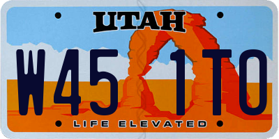 UT license plate W451TO