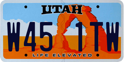 UT license plate W451TW