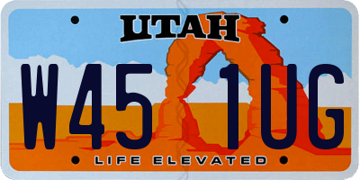 UT license plate W451UG