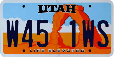 UT license plate W451WS