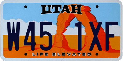 UT license plate W451XF