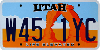 UT license plate W451YC