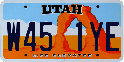 UT license plate W451YE