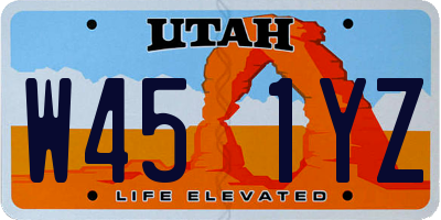 UT license plate W451YZ