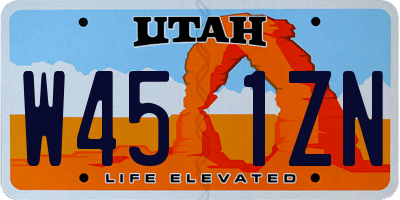 UT license plate W451ZN