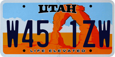 UT license plate W451ZW