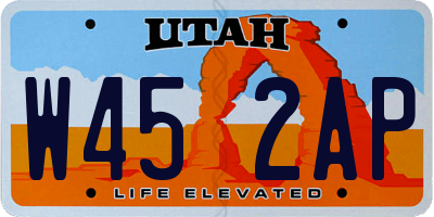 UT license plate W452AP