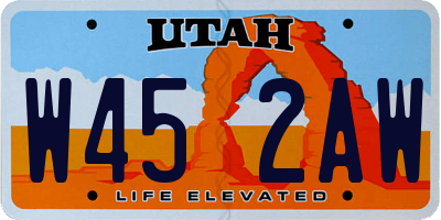 UT license plate W452AW
