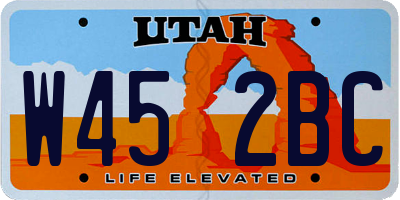 UT license plate W452BC