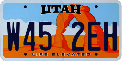 UT license plate W452EH